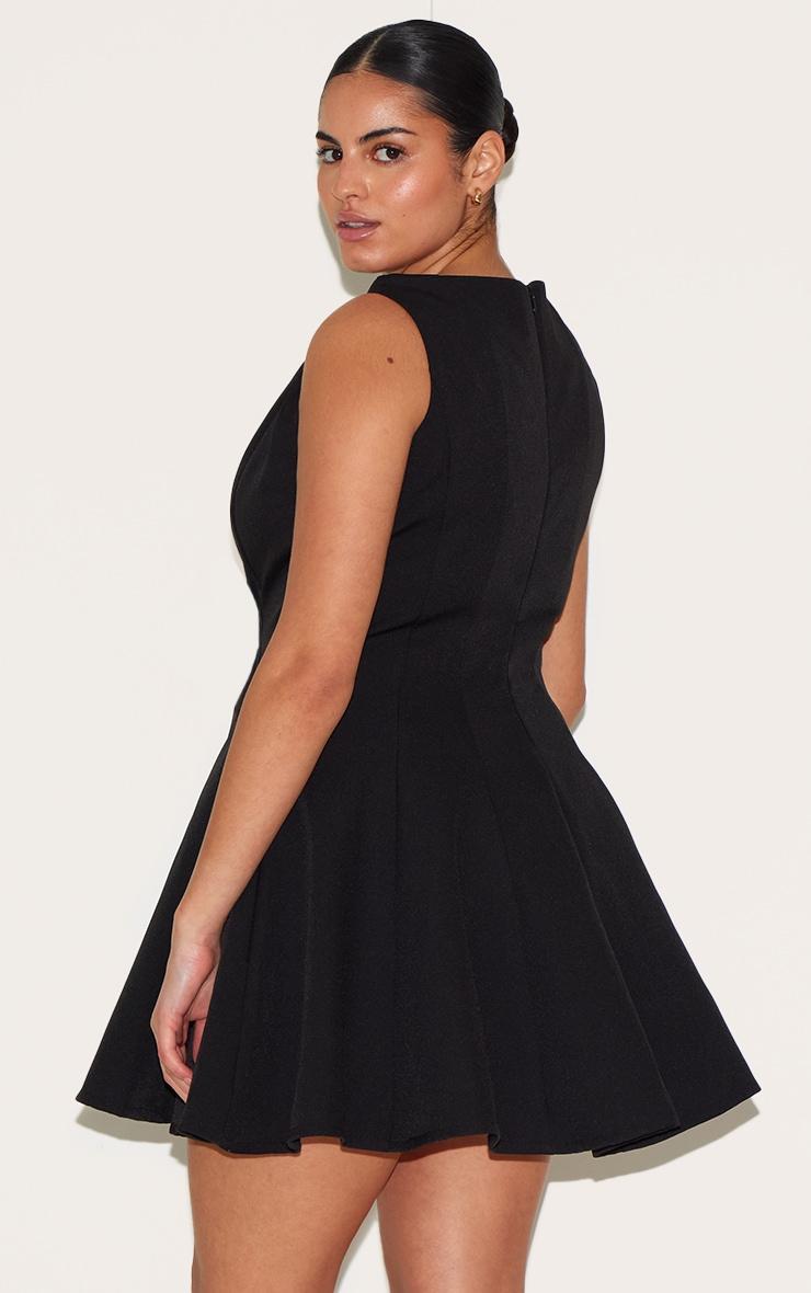 Plus Black Woven Pleated Slash Neck Shift Dress Product Image
