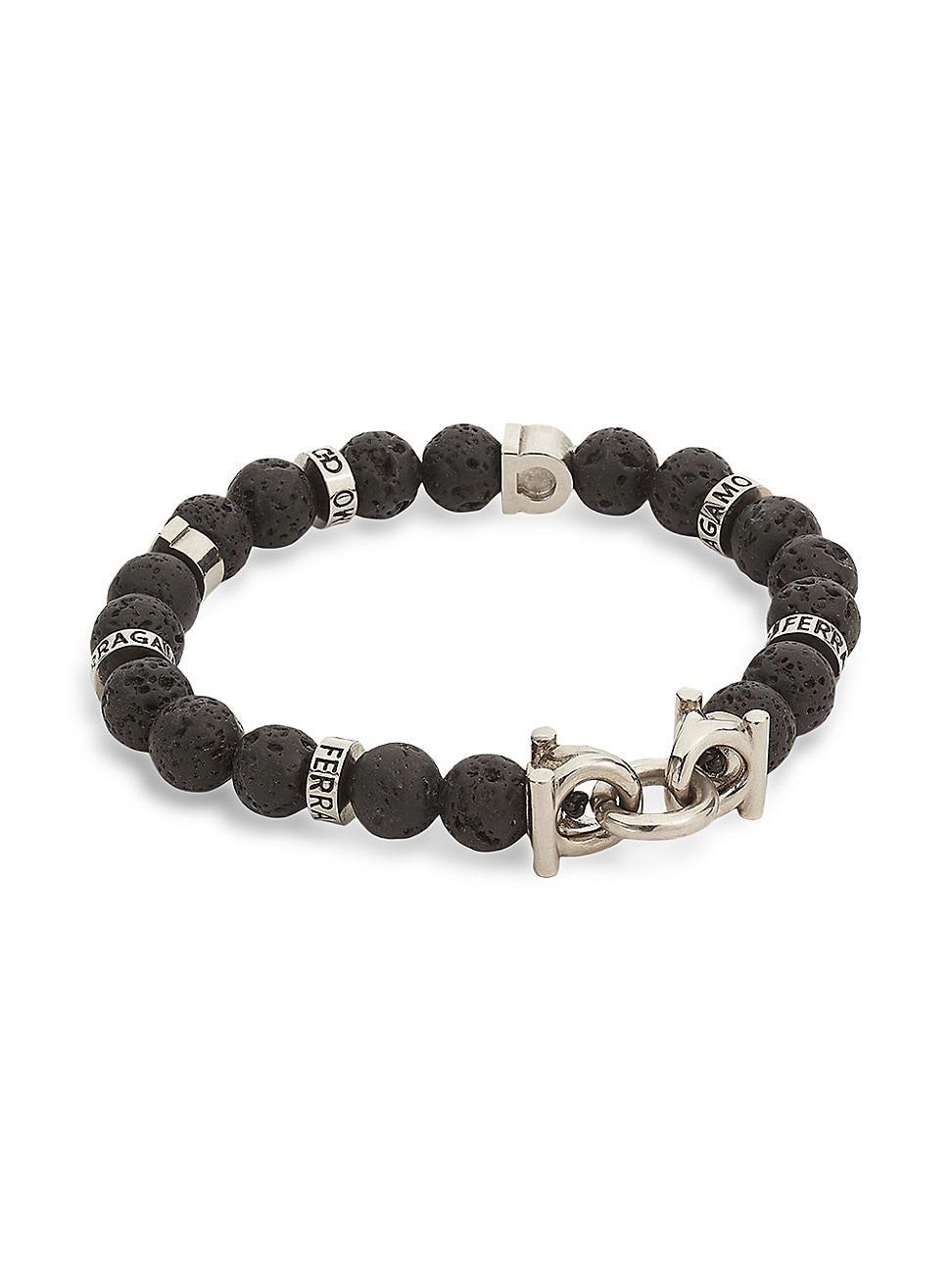 Salvatore Ferragamo Mens Gancini Lava Beads Bracelet Product Image