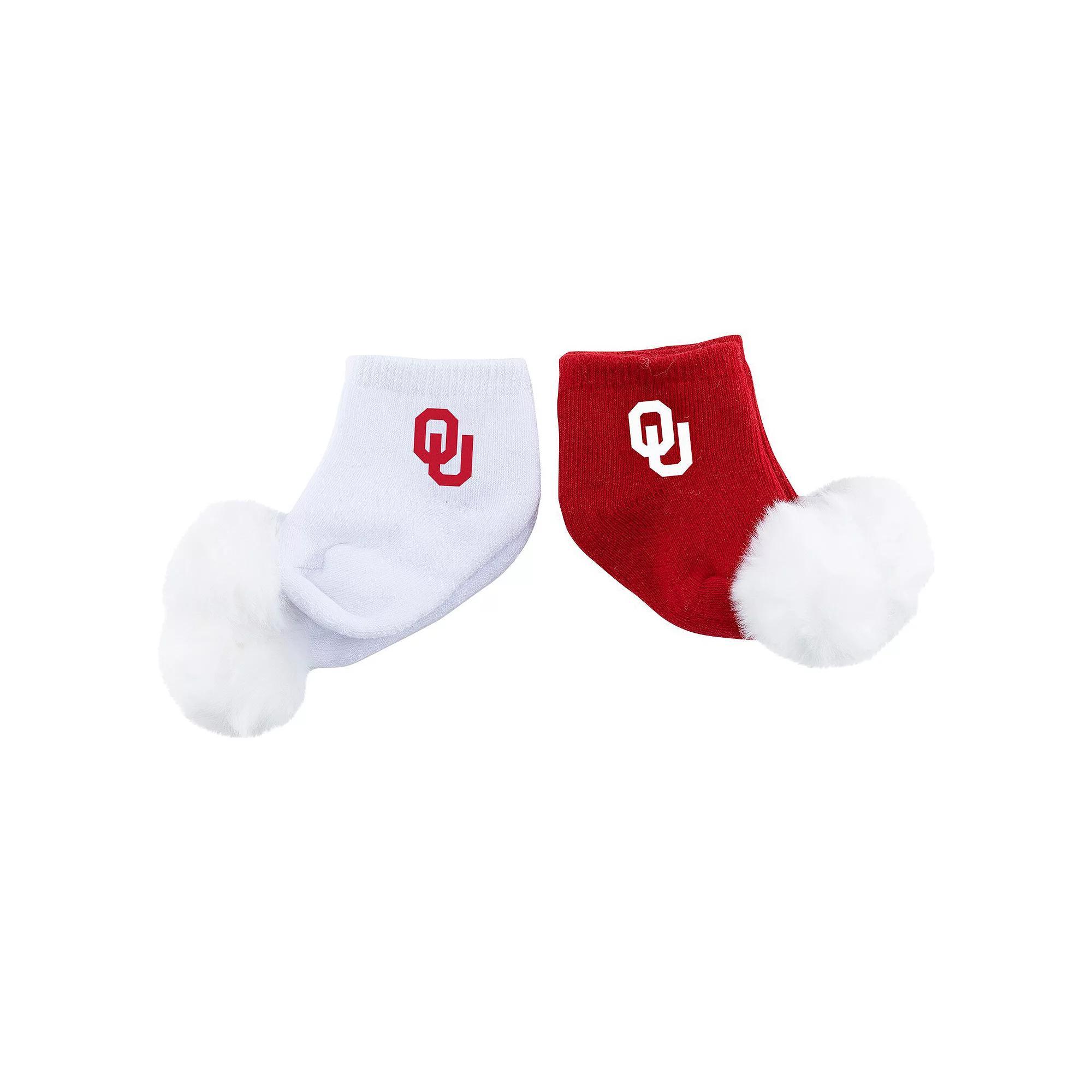Infant ZooZatz Oklahoma Sooners Two-Pack Pom Socks, Men's, Red Product Image
