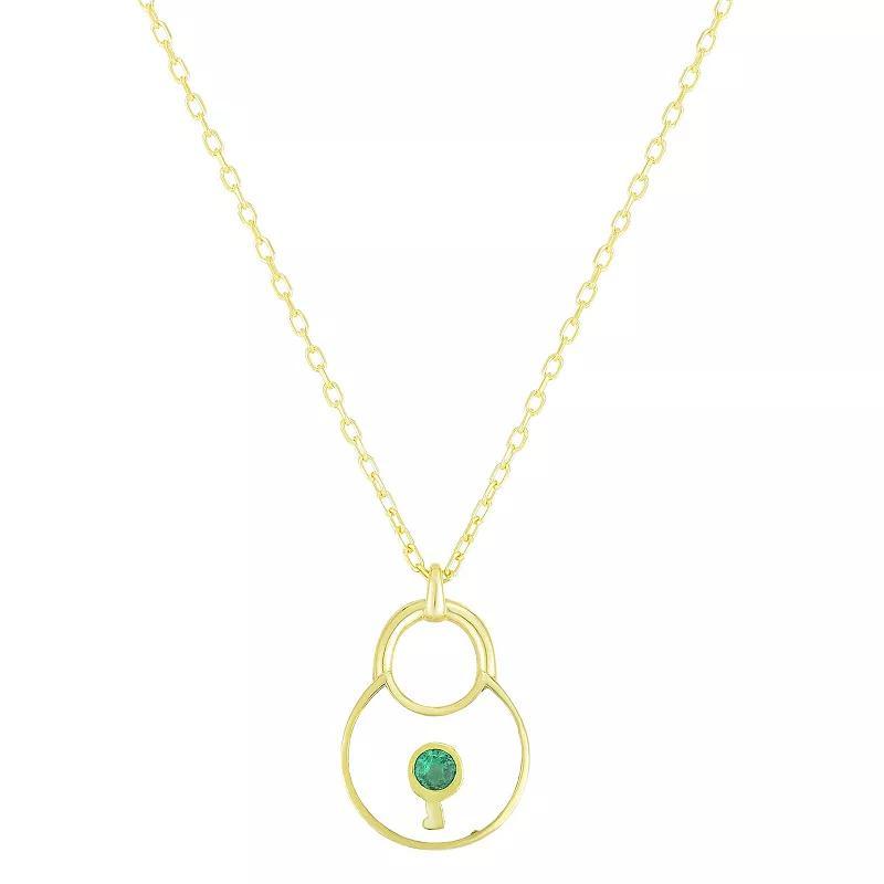 Sunkissed Sterling 14k Gold Over Silver Cubic Zirconia Lock Necklace, Women's, Size: 17", Gold Tone Product Image
