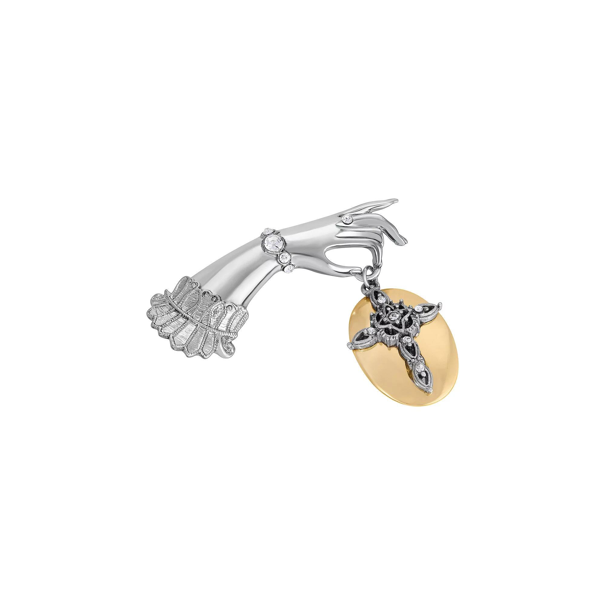 1928 Two Tone Ladies Hand With Oval Cross Pin, Womens, Multi Product Image