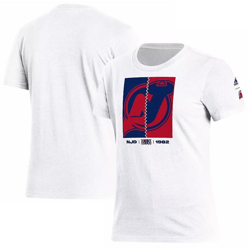 Women's adidas White New Jersey Devils Reverse Retro 2.0 Playmaker T-Shirt, Size: XL, Nhl White Product Image