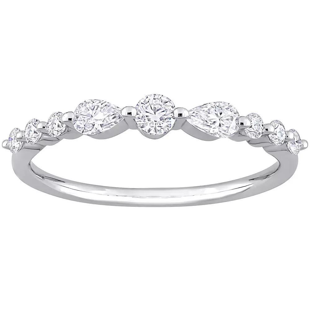 Stella Grace Sterling Silver Lab-Created Moissanite Semi-Eternity Ring, Women's, Size: 8 Product Image