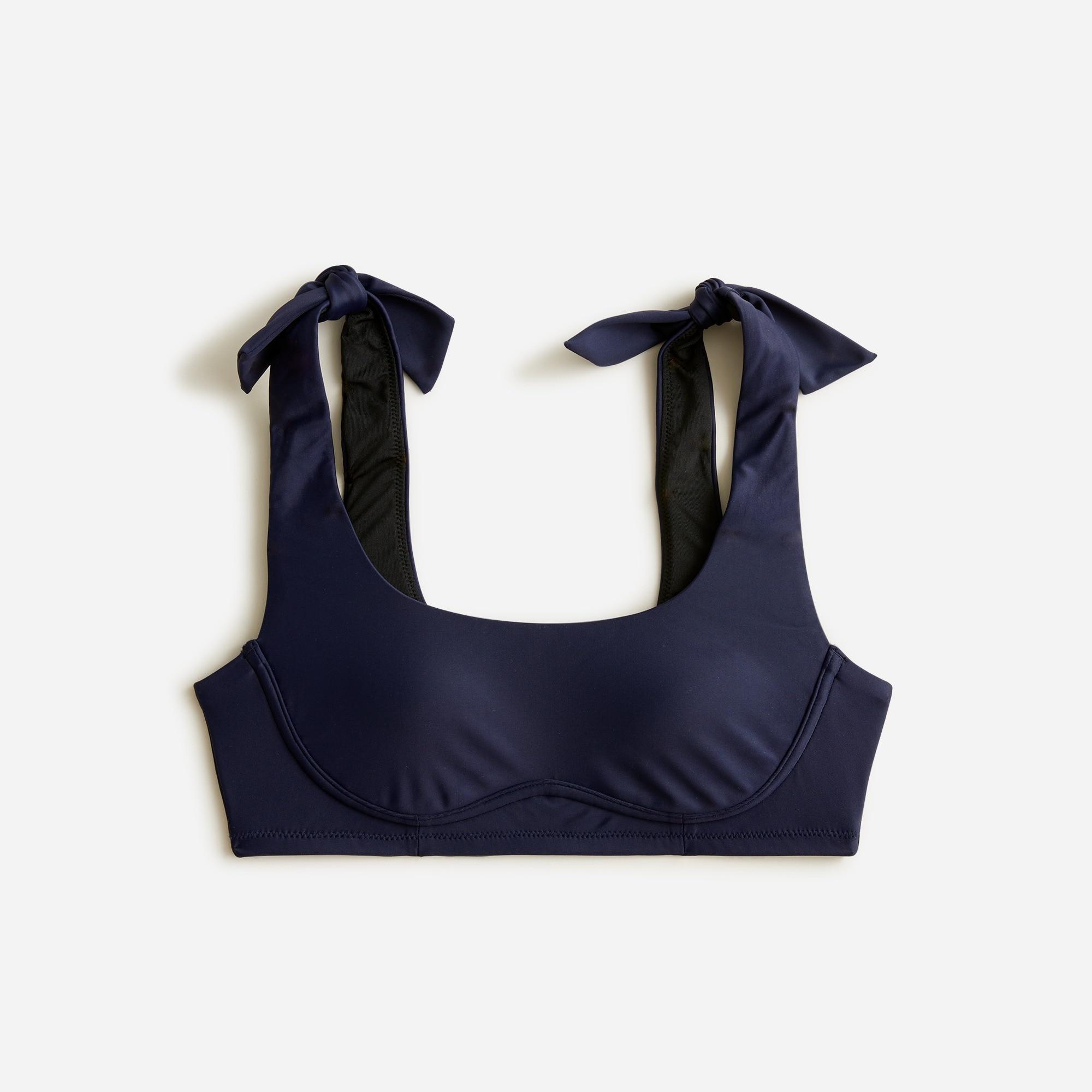 Tie-shoulder scoopneck bikini top Product Image