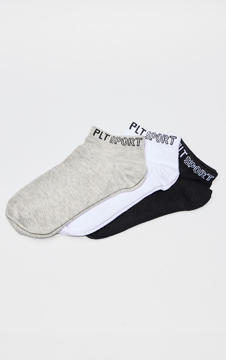 PRETTYLITTLETHING Monochrome 3 Pack Sports Ankle Socks Product Image