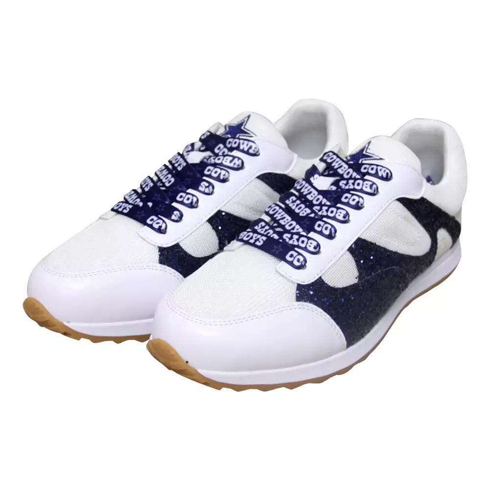 Women's Cuce  White Dallas Cowboys Glitter Sneakers, Size: 7 Product Image
