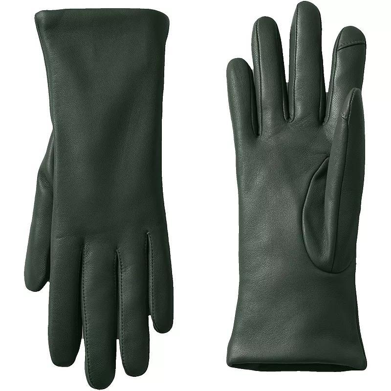 Women's Lands' End Touch Screen Compatible Leather Gloves with Cashmere Lining, Size: Medium, Purple Hydrangea Product Image