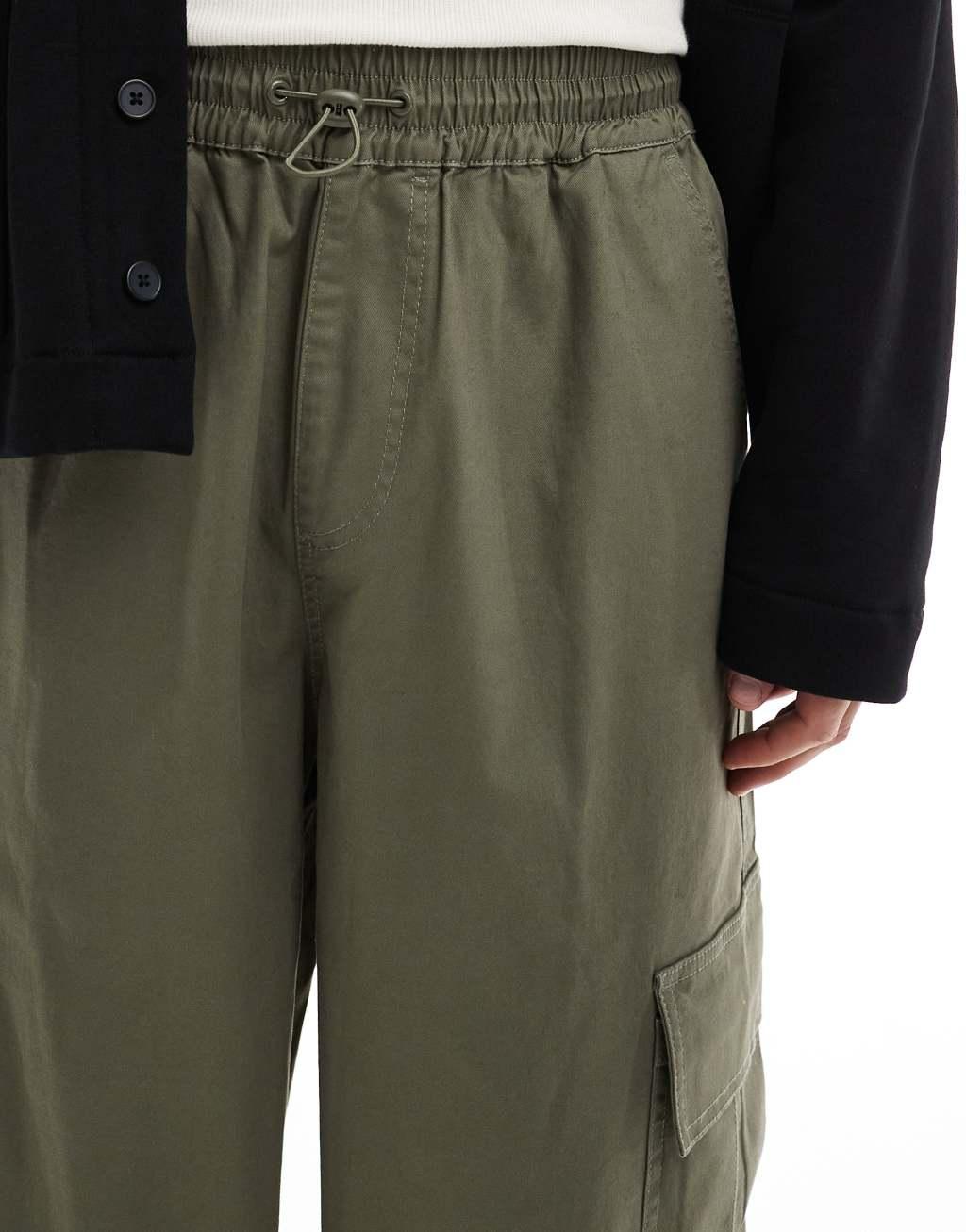ASOS DESIGN loose cargo pants with elasticized waist Product Image