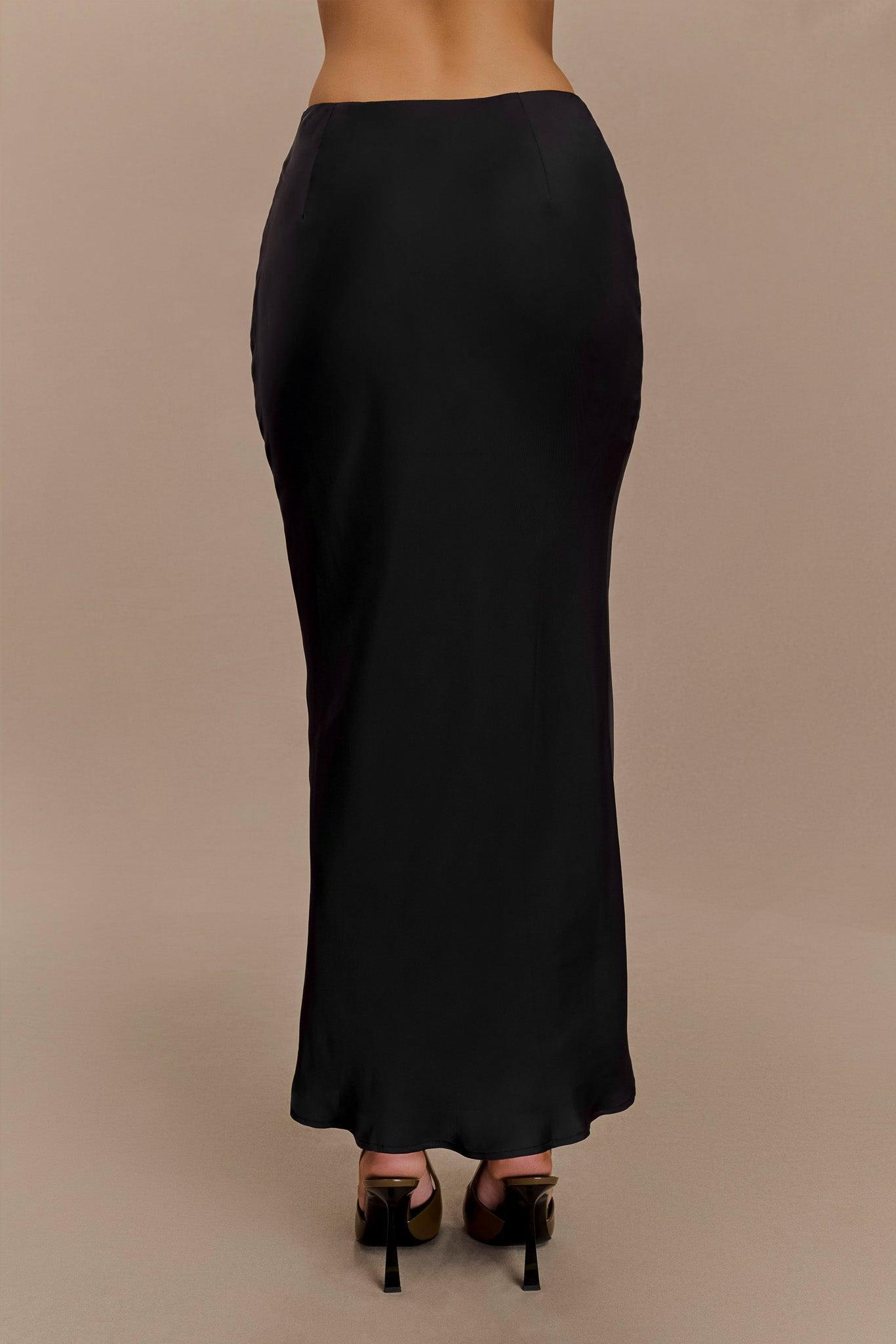 Viviana Satin Maxi Skirt - Black Product Image