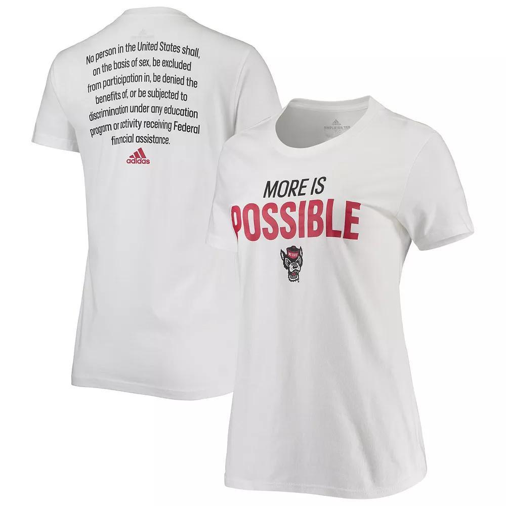 Women's adidas White NC State Wolfpack More Is Possible T-Shirt, Size: Small, Nst White Product Image