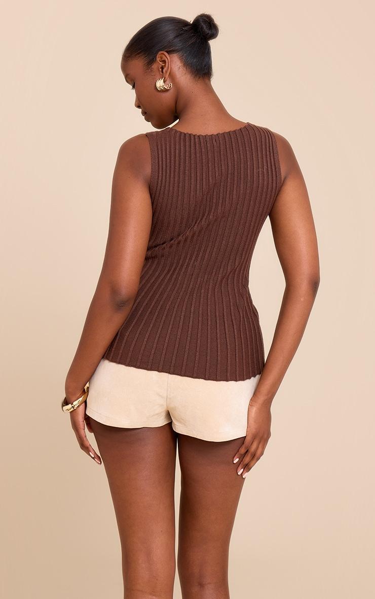 Chocolate Knit Boat Neck Peplum Top Product Image