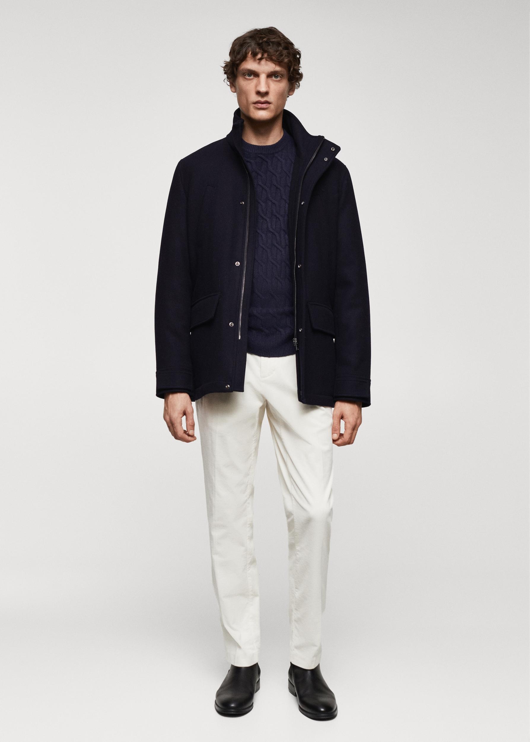 Short wool coat with pockets - Men | MANGO USA Product Image