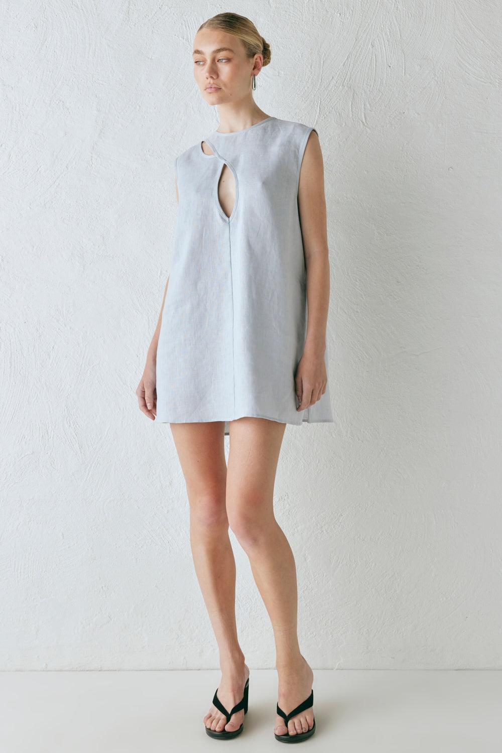 Yuri Linen Mini Dress Powder Product Image