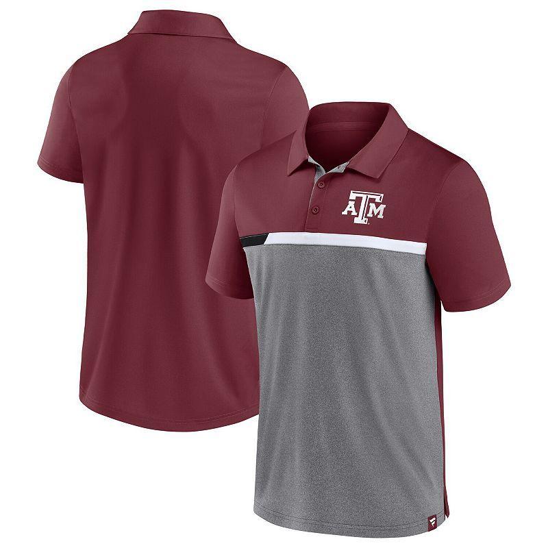 Men's Fanatics Branded Maroon/Heathered Gray Texas A&M Aggies Split Block Color Block Polo, Size: 2XL Product Image