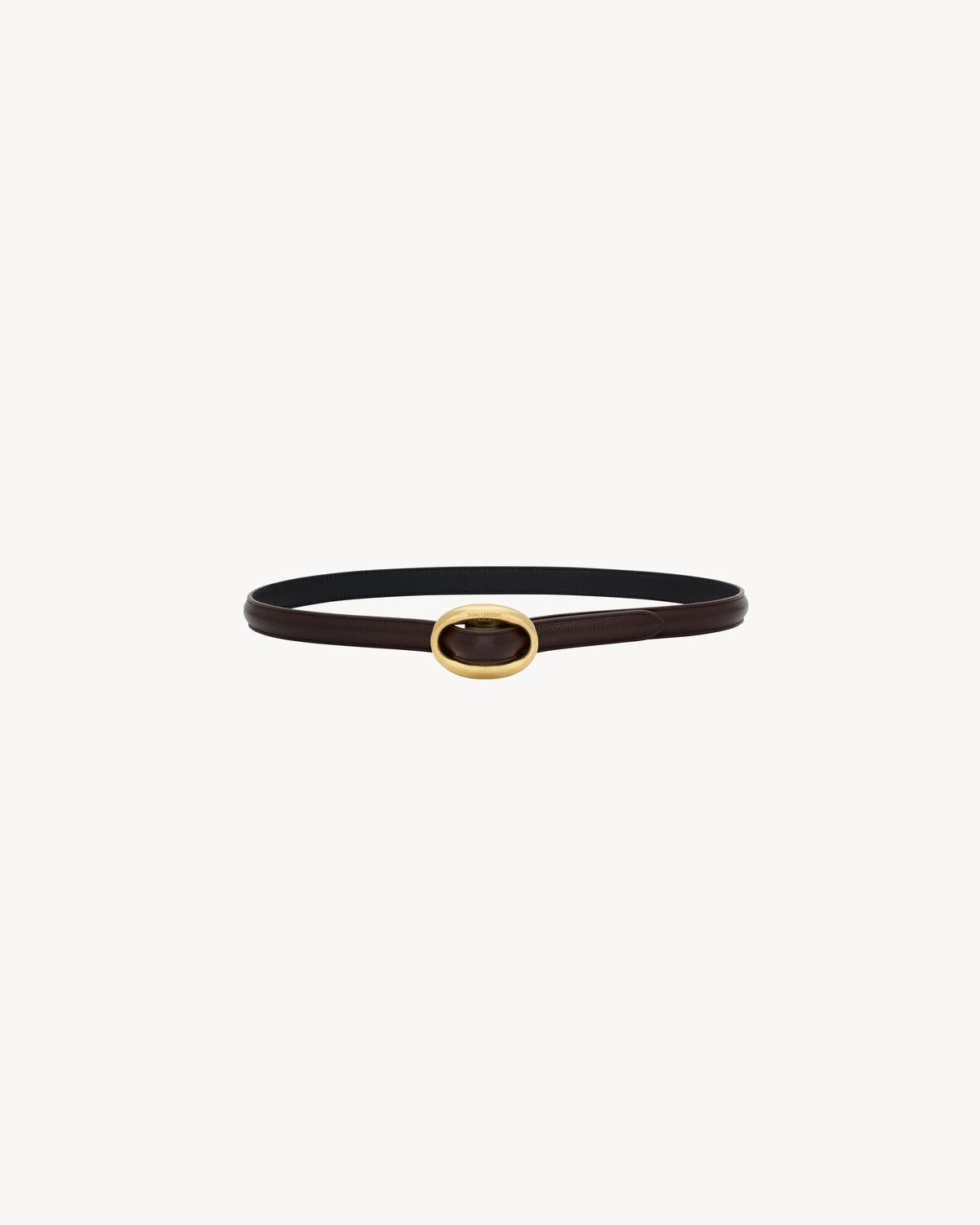 oval buckle thin belt in smooth leather | Saint Laurent | YSL.com Product Image