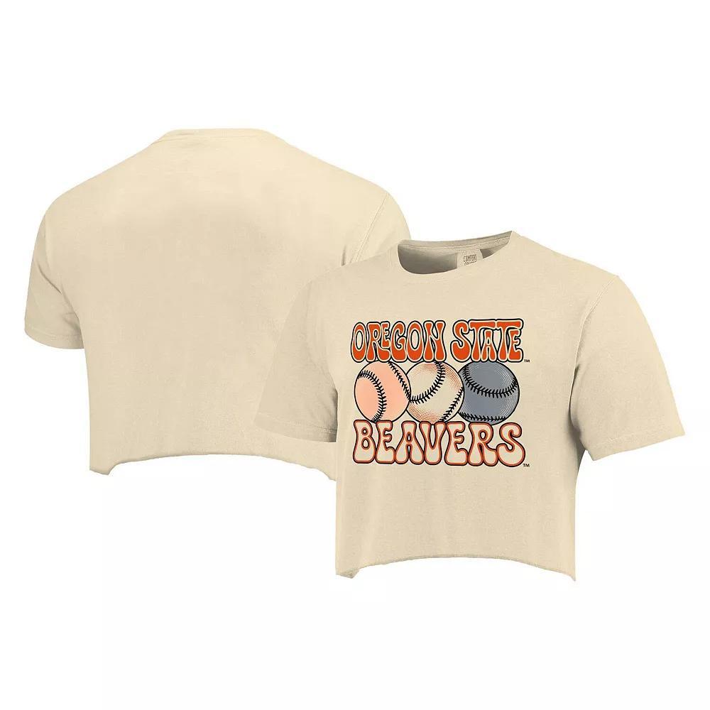 Women's Natural Oregon State Beavers Comfort Colors Baseball Cropped T-Shirt, Size: Small, Beige Product Image