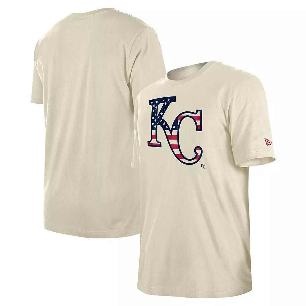 Men's New Era Cream Kansas City Royals 4th of July Flag Fill T-Shirt, Size: 2XL, Beige Product Image