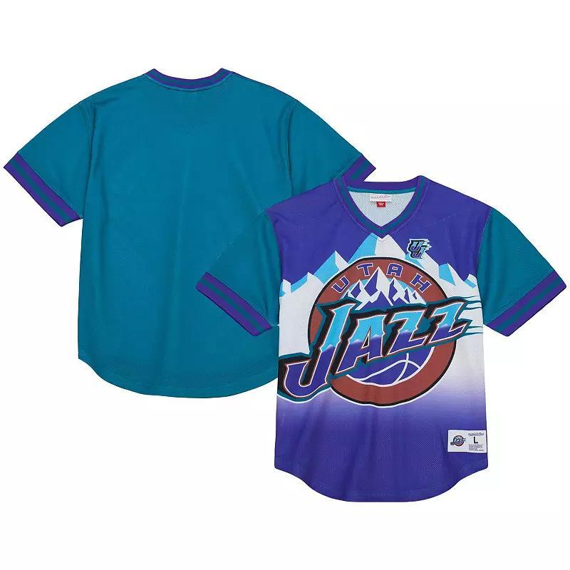 Men's Mitchell & Ness  Purple Utah Jazz Jumbotron 3.0 Mesh V-Neck T-Shirt, Size: Large, Jaz Purple Product Image