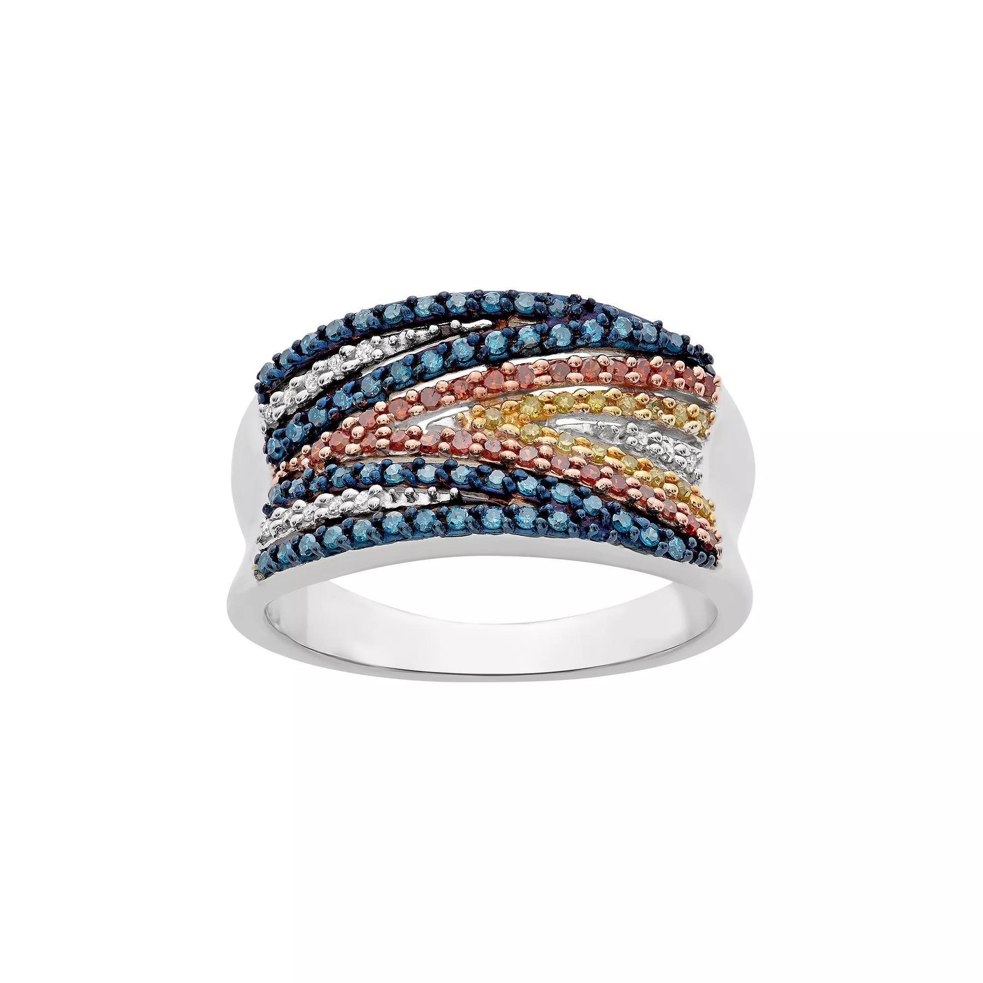 Jewelexcess 1/2 Carat T.W. Diamond Sterling Silver Zigzag Concave Ring, Women's, Size: 8, Multicolor Product Image