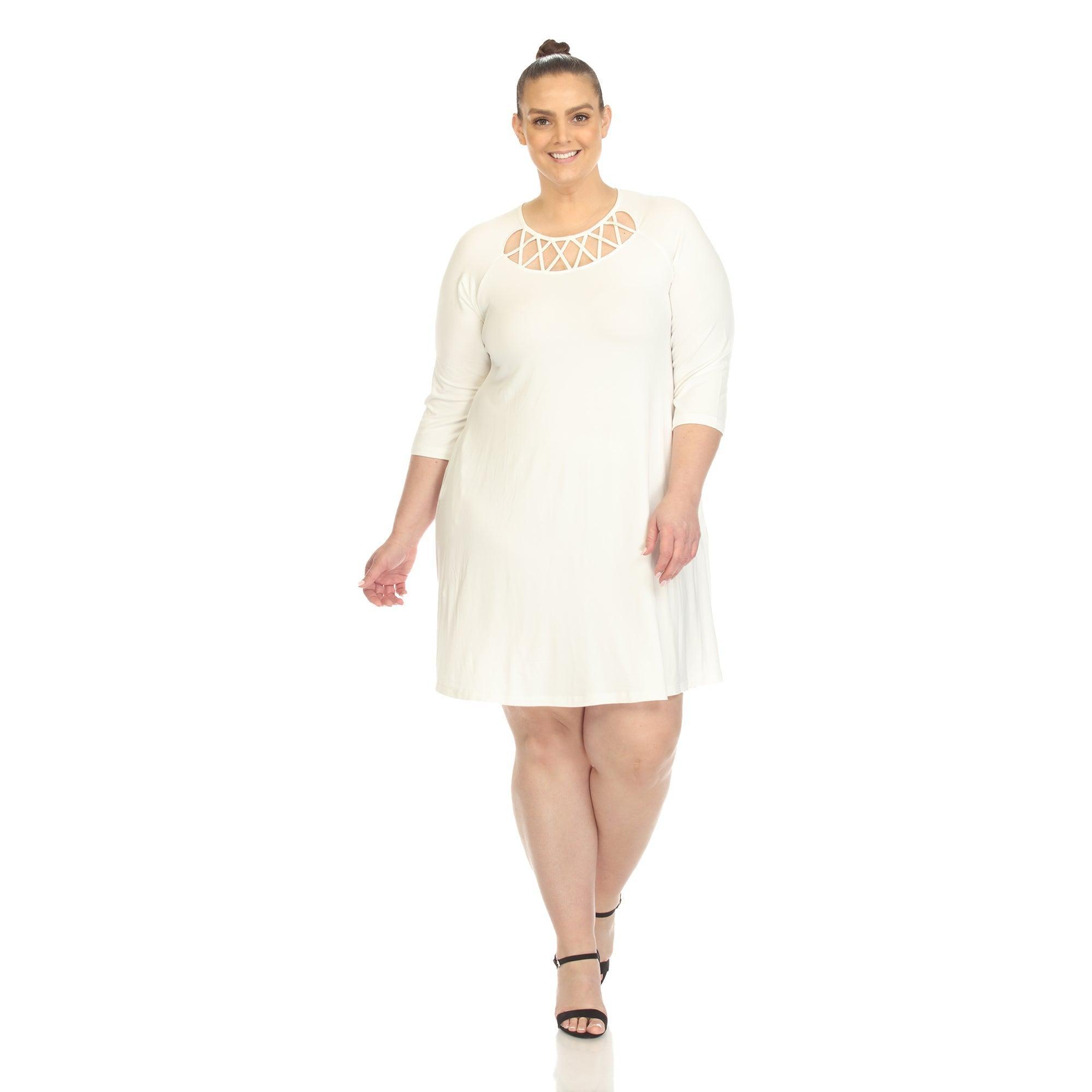 Criss Cross Neckline Swing Midi Dress - Plus Product Image