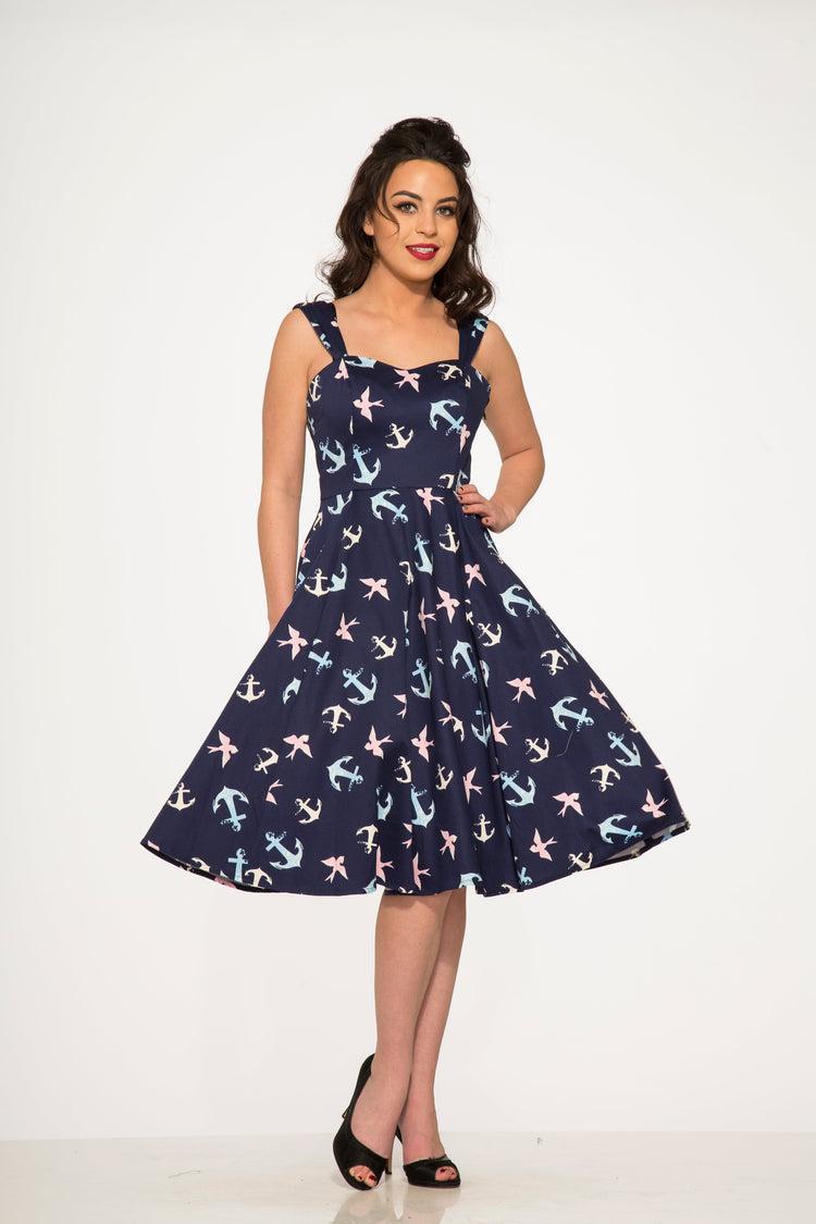Blue Swallows & Anchor Swing Dress Product Image