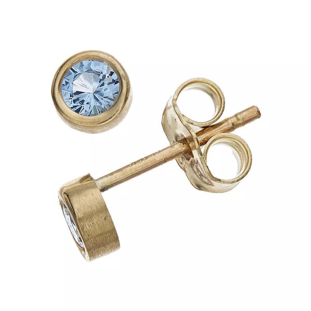Kristen Kesho 10k Gold Round Birthstone Bezel Stud Earrings, Women's, March Product Image