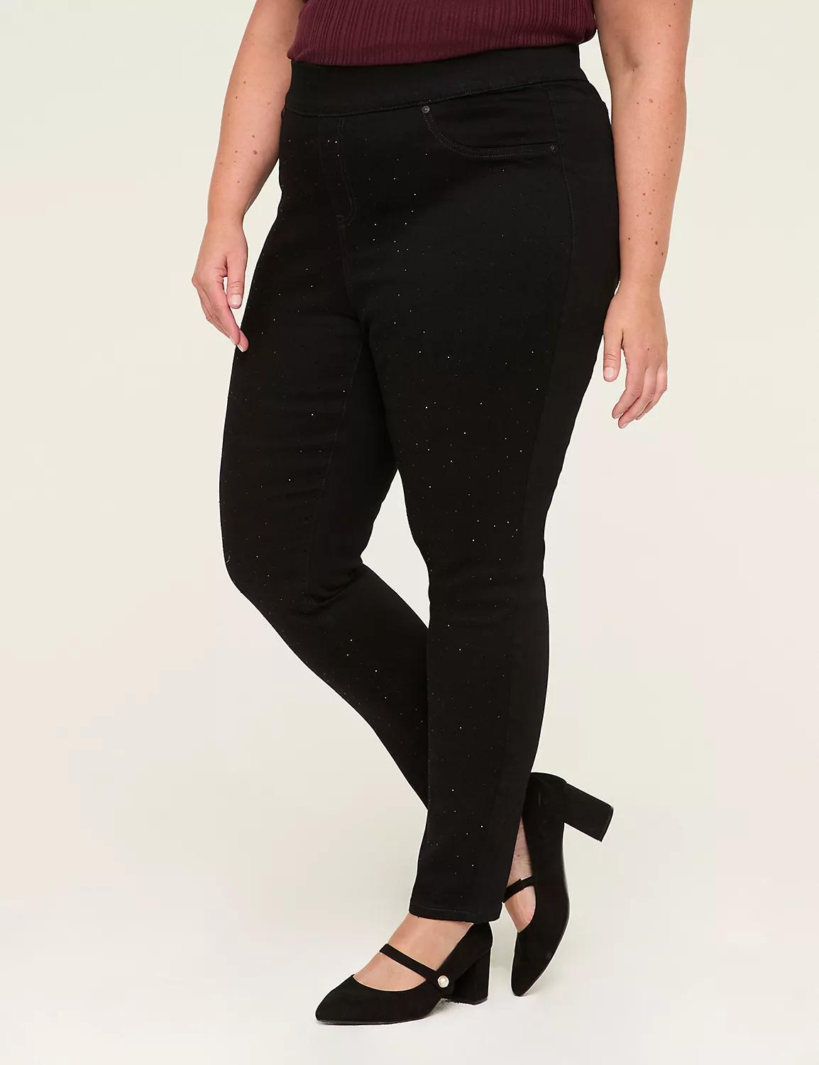 Pull-On Fit High-Rise Rhinestone Embellished Jegging Product Image