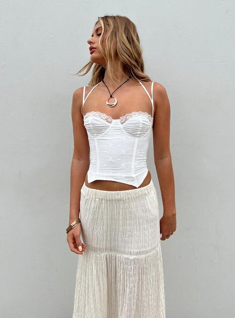 Luvan Lace Corset Top White Product Image