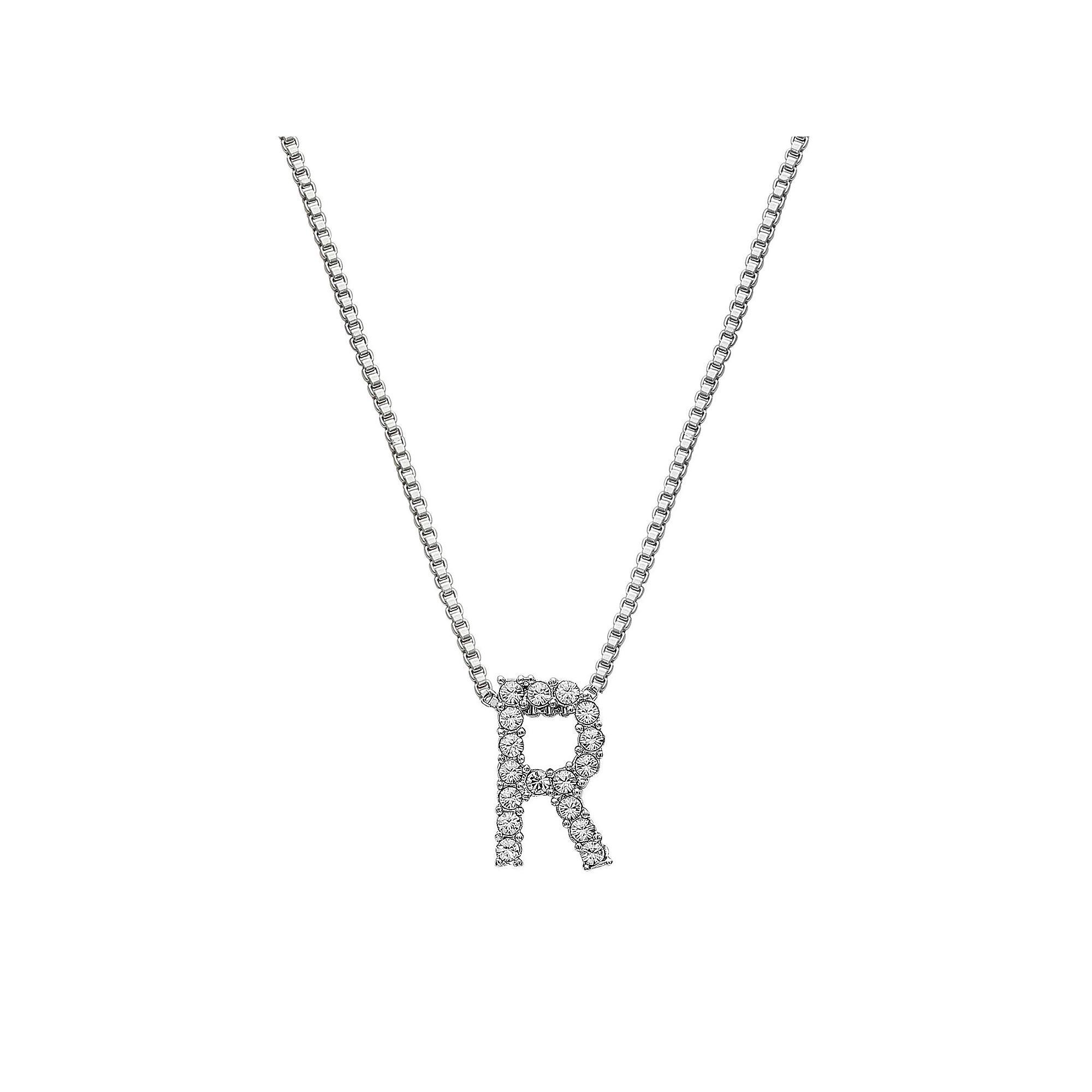Brilliance Silver Plated Crystal Initial Pendant, Women's, Size: 18", Silver Tone G Product Image