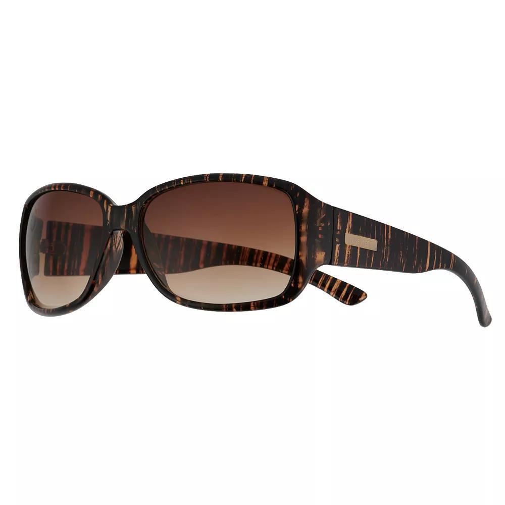 Women's Nine West 58mm Brown Striated Plastic Rectangle Sunglasses Product Image
