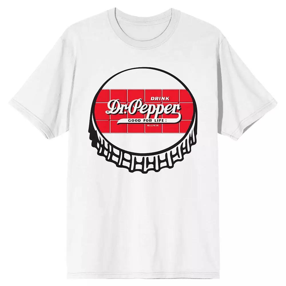 Men's Dr. Pepper Bottle Cap Logo Short Sleeve Graphic Tee, Size: Large, White Product Image