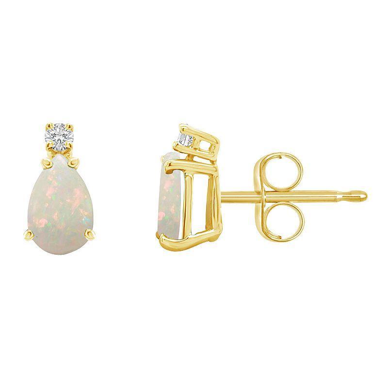 Celebration Gems 14k White Gold Gemstone & Diamond Accent Stud Earrings, Women's Product Image
