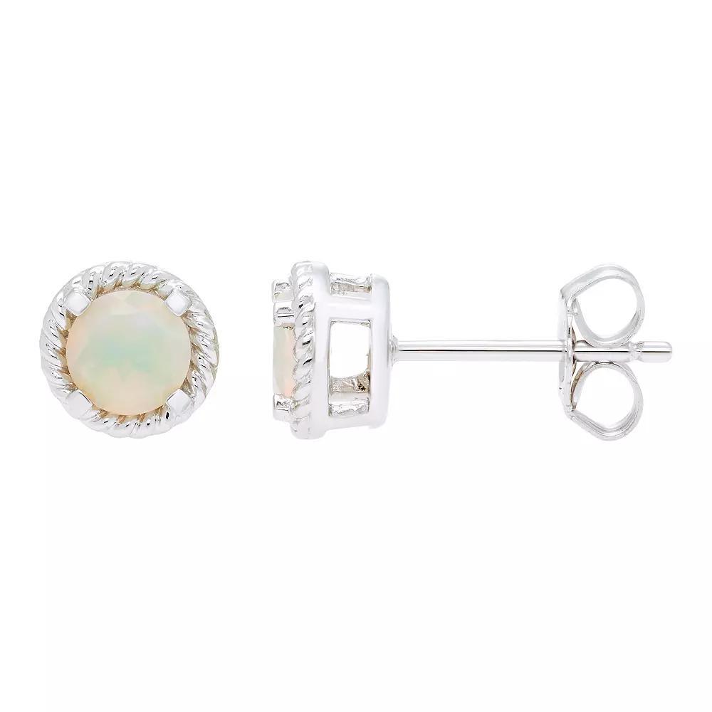 Boston Bay Diamonds Sterling Silver Genuine Opal Rope Halo Stud Earrings, Women's Product Image
