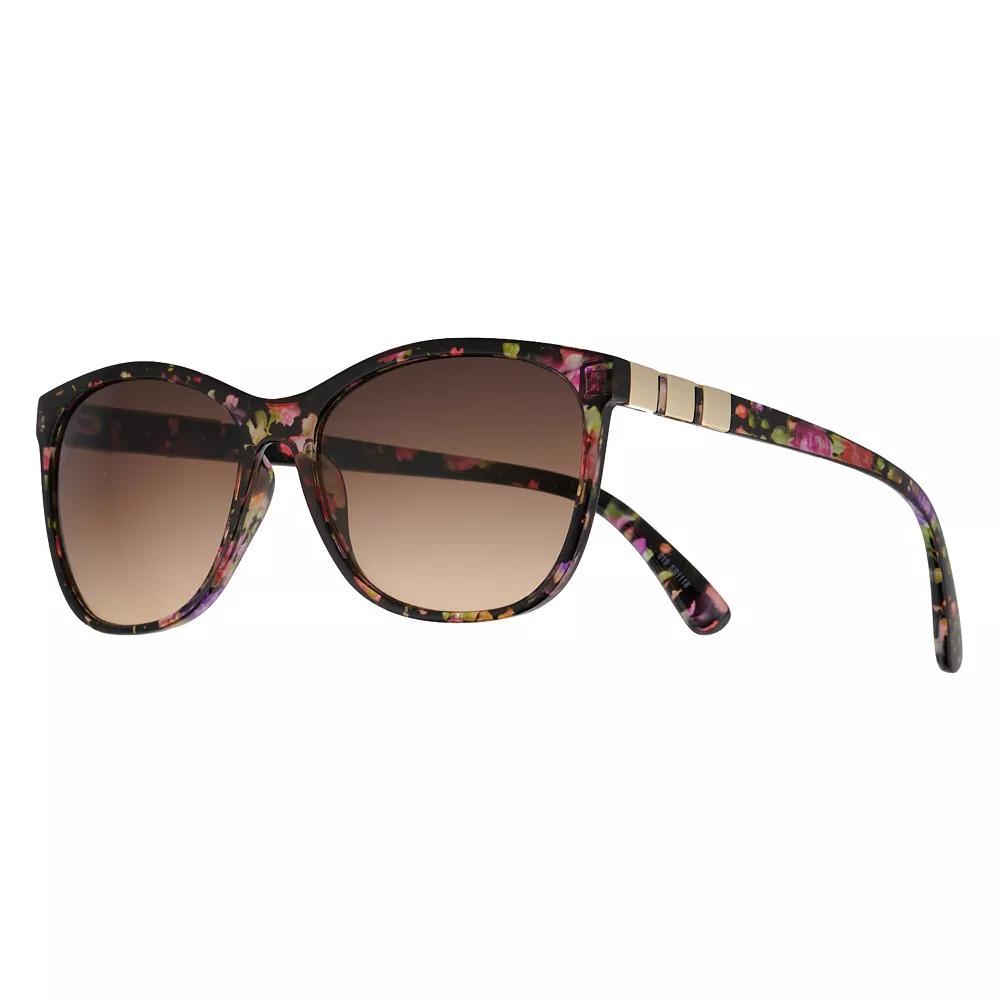 Womens Nine West 56mm Floral Cat Eye Metal Temple Sunglasses Product Image