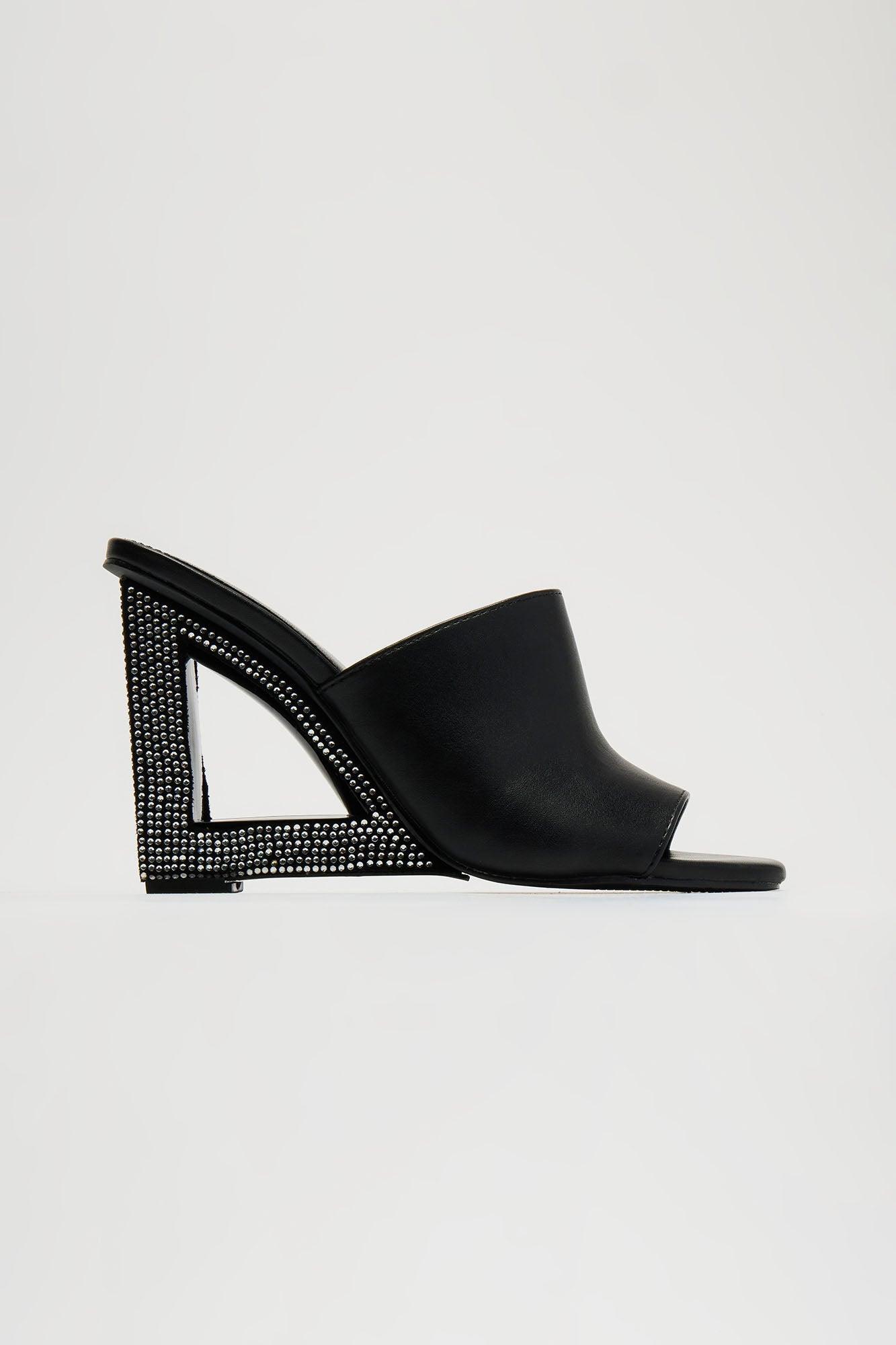 Playing It Smart Embellished Wedges - Black Product Image