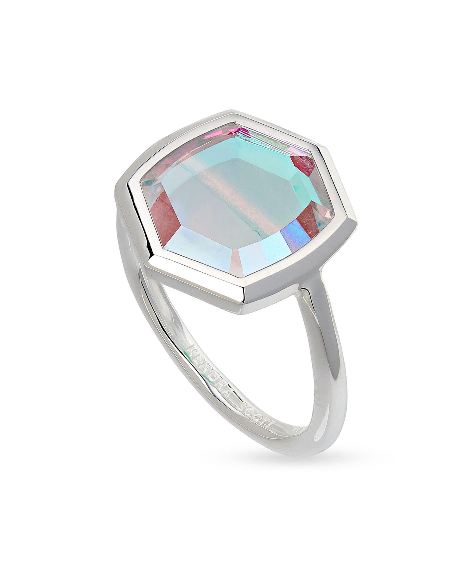 Kendra Scott Davis Sterling Silver Cocktail Ring in Gray | Labradorite | Size 5 Product Image