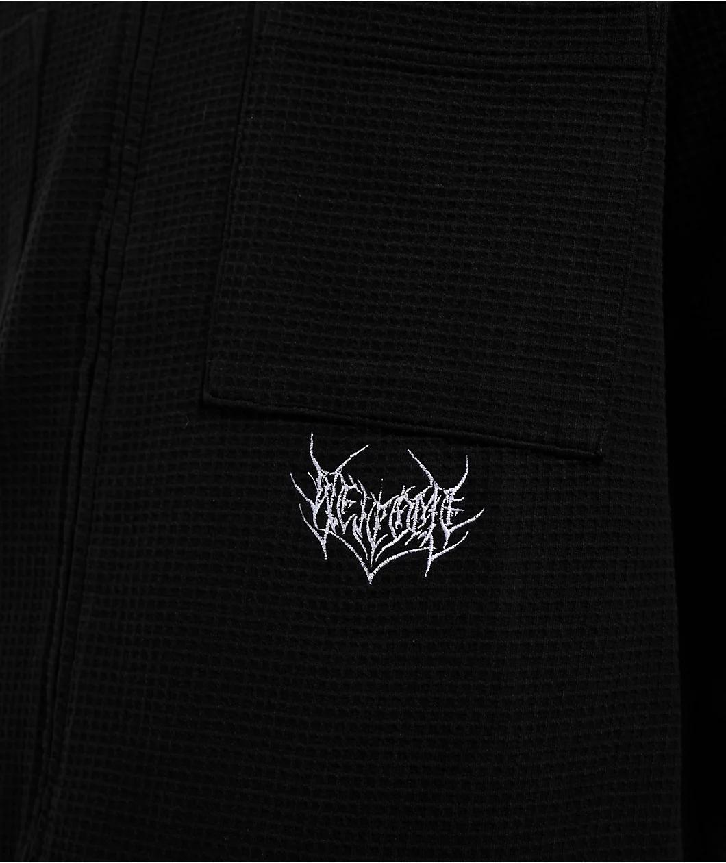 Welcome Sliver Black Waffle Knit Zip Long Sleeve Shirt Product Image