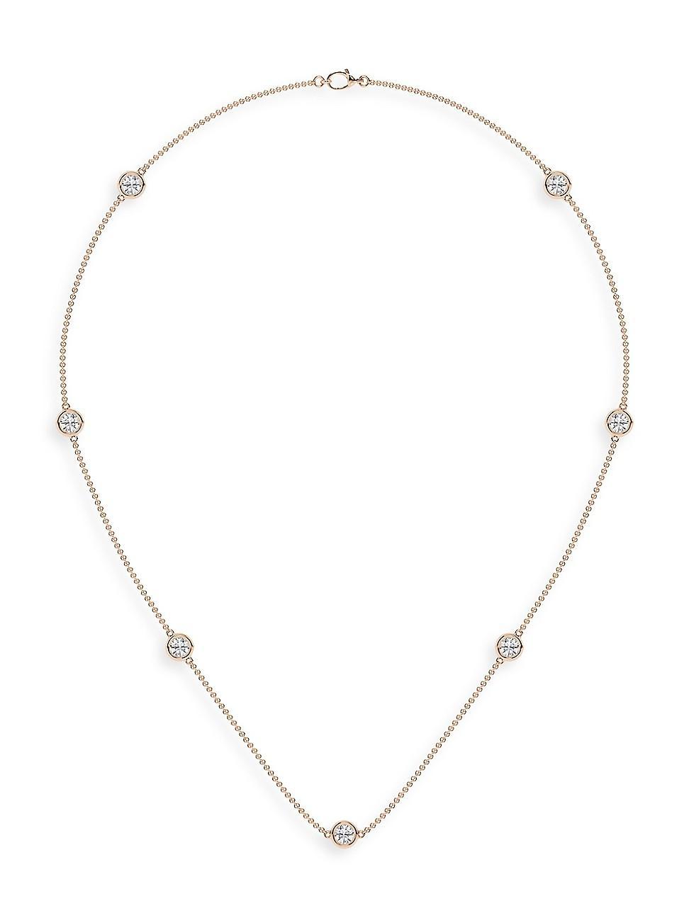 Womens 14K Rose Gold & Lab-Grown 7-Diamond Station Necklace/0.70-2.10 TCW Product Image