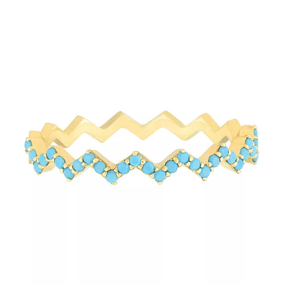 Gold Tone Turquoise Zig Zag Ring, Women's, Size: 6, 14k Gold Product Image