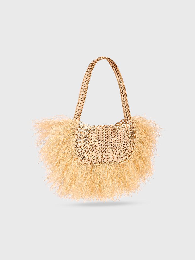 Iconic 1969 moon bag with natural raphia fringes Product Image