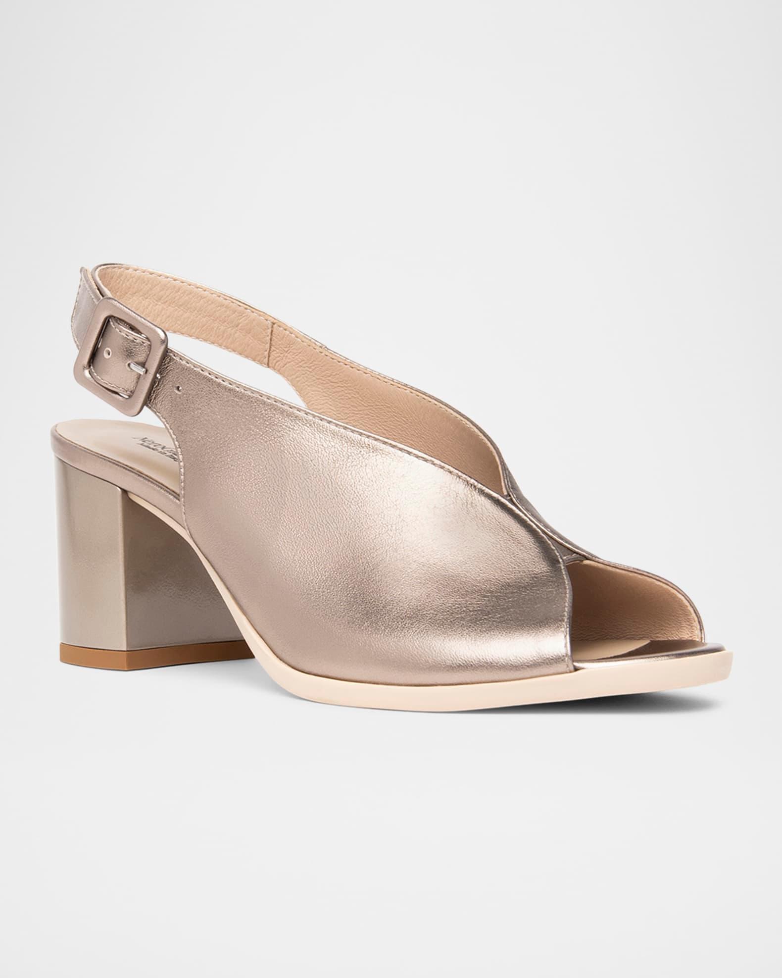 Metallic Leather Slingback Sandals Product Image