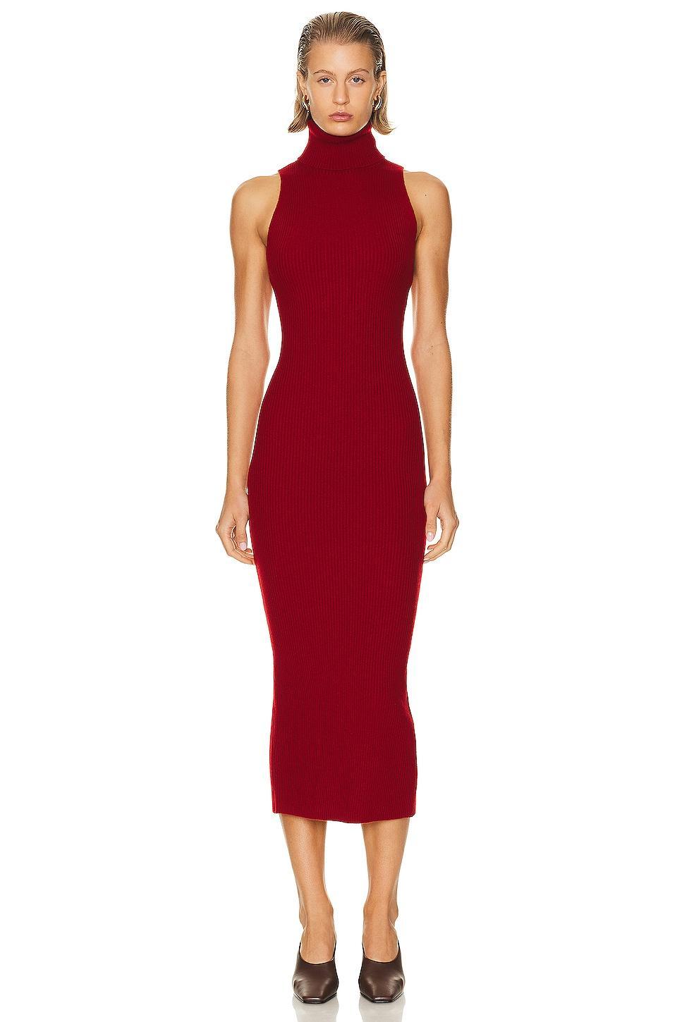 Rib Sleeveless Turtleneck Sweater Dress Enza Costa Product Image