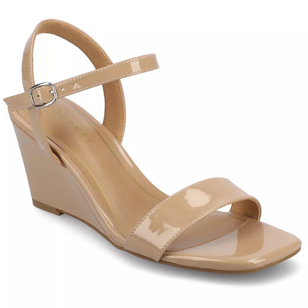 Journee Clayr Womens Ankle Strap Wedge Heels Product Image