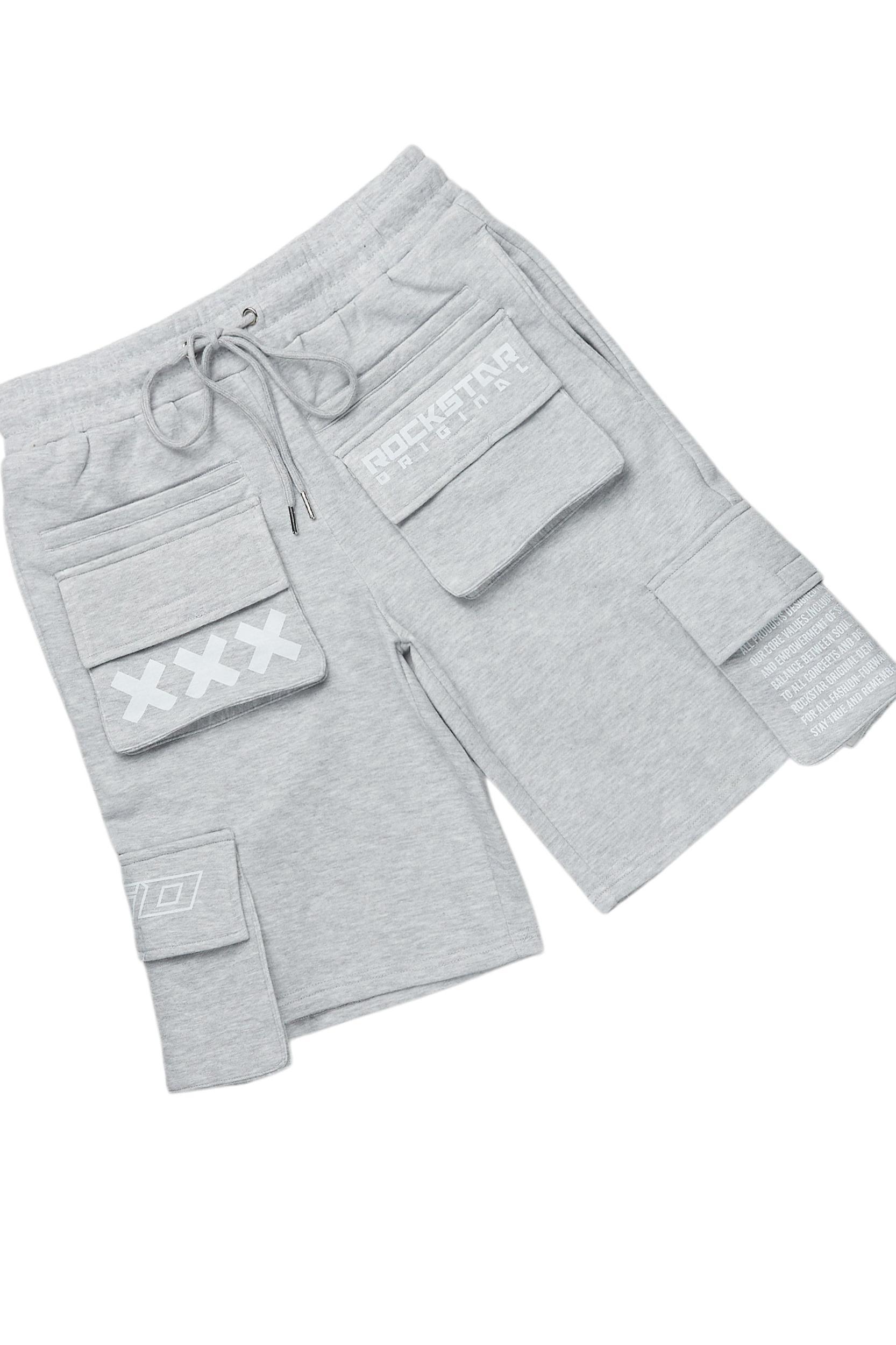 Jash Heather Grey/White Short Set Male Product Image