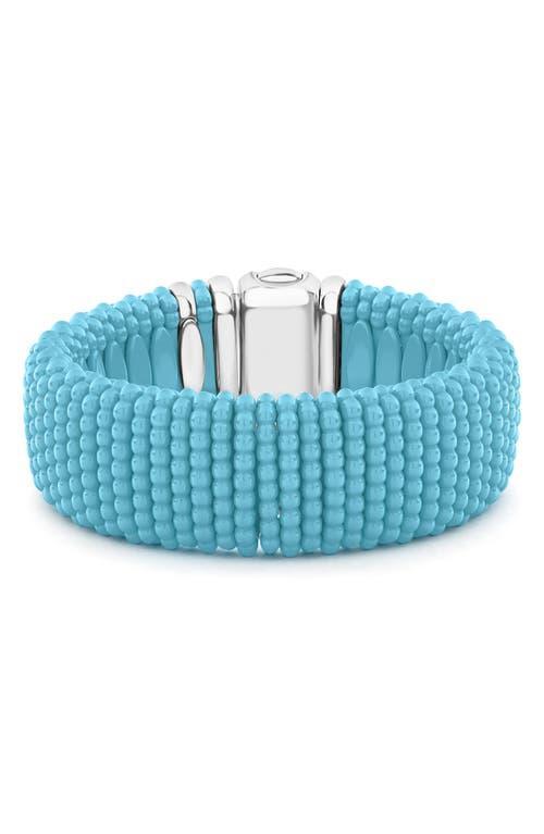 LAGOS Sterling Silver Caviar Blue Ceramic Statement Bracelet In Silver/blue Product Image