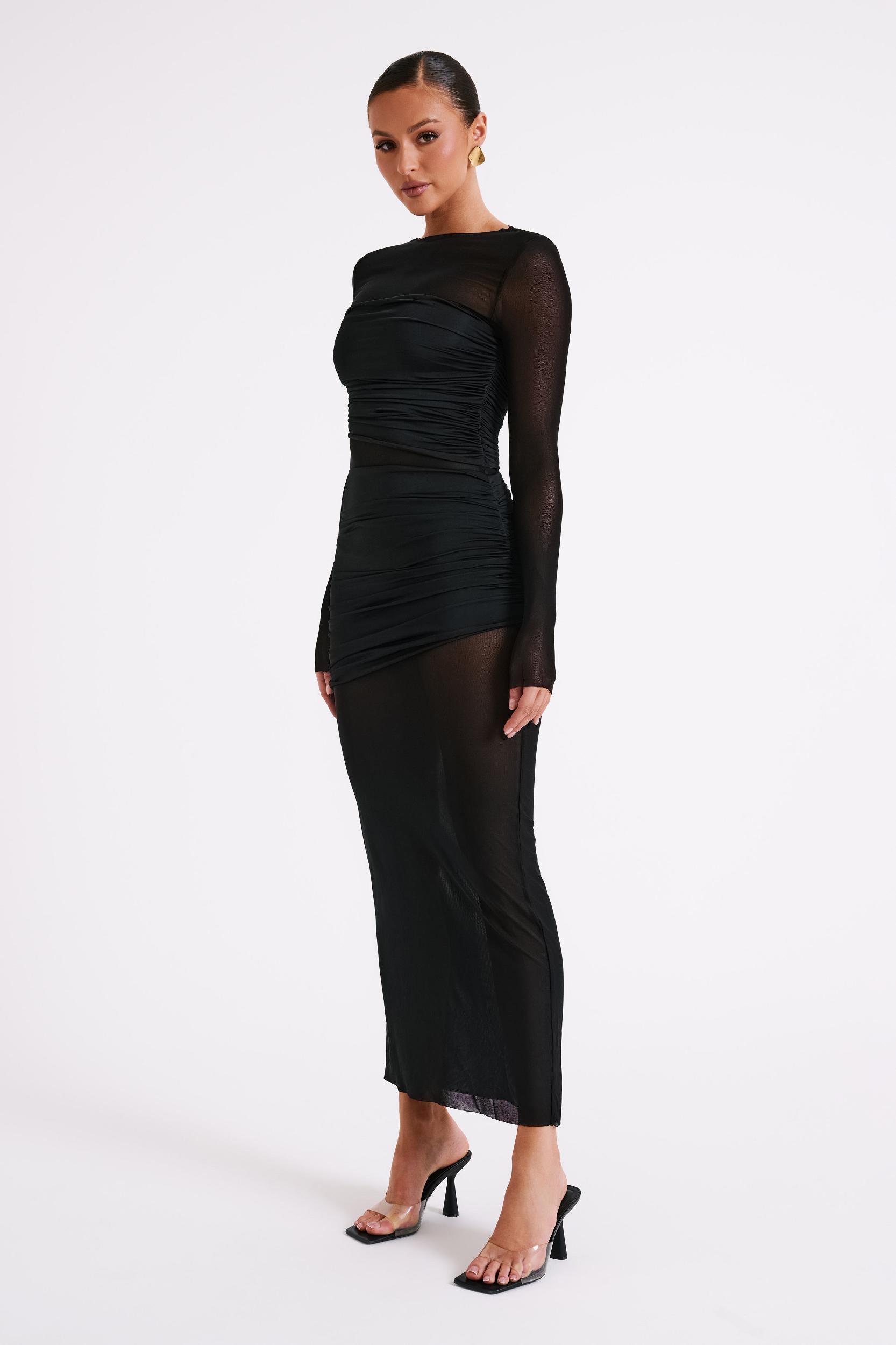 Kate Mesh And Nylon Maxi Dress - Black Product Image