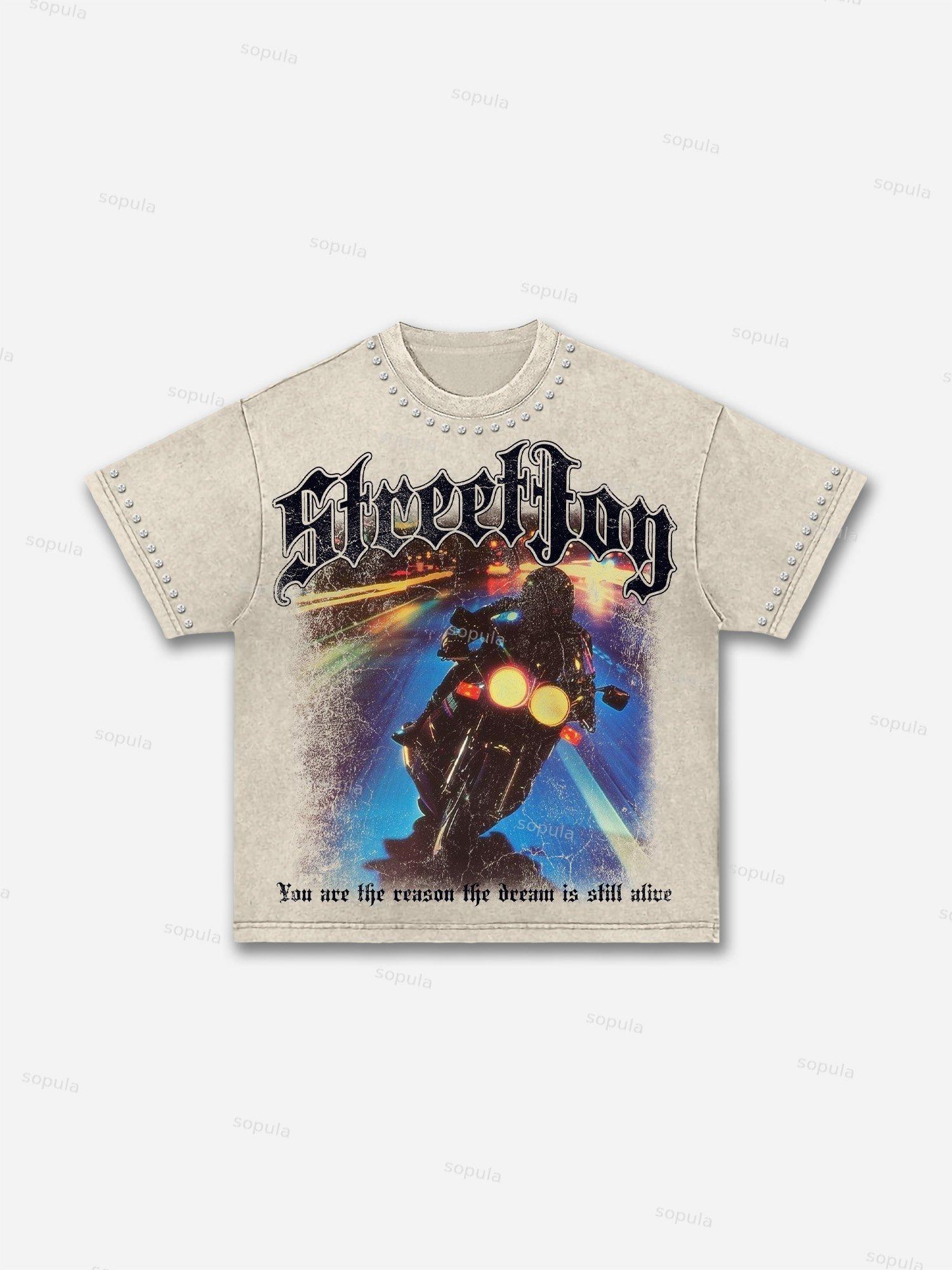 Hot Diamonds Street Fun Motorcycle Vintage Fun Motorcycle Washed T-shirt Product Image