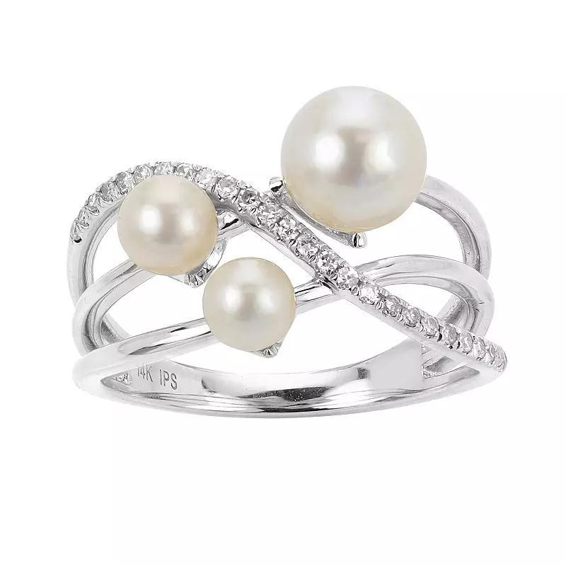 PearLustre by Imperial Sterling Silver Multi Freshwater Cultured Pearl & Lab-Created White Sapphire Ring, Womens Product Image