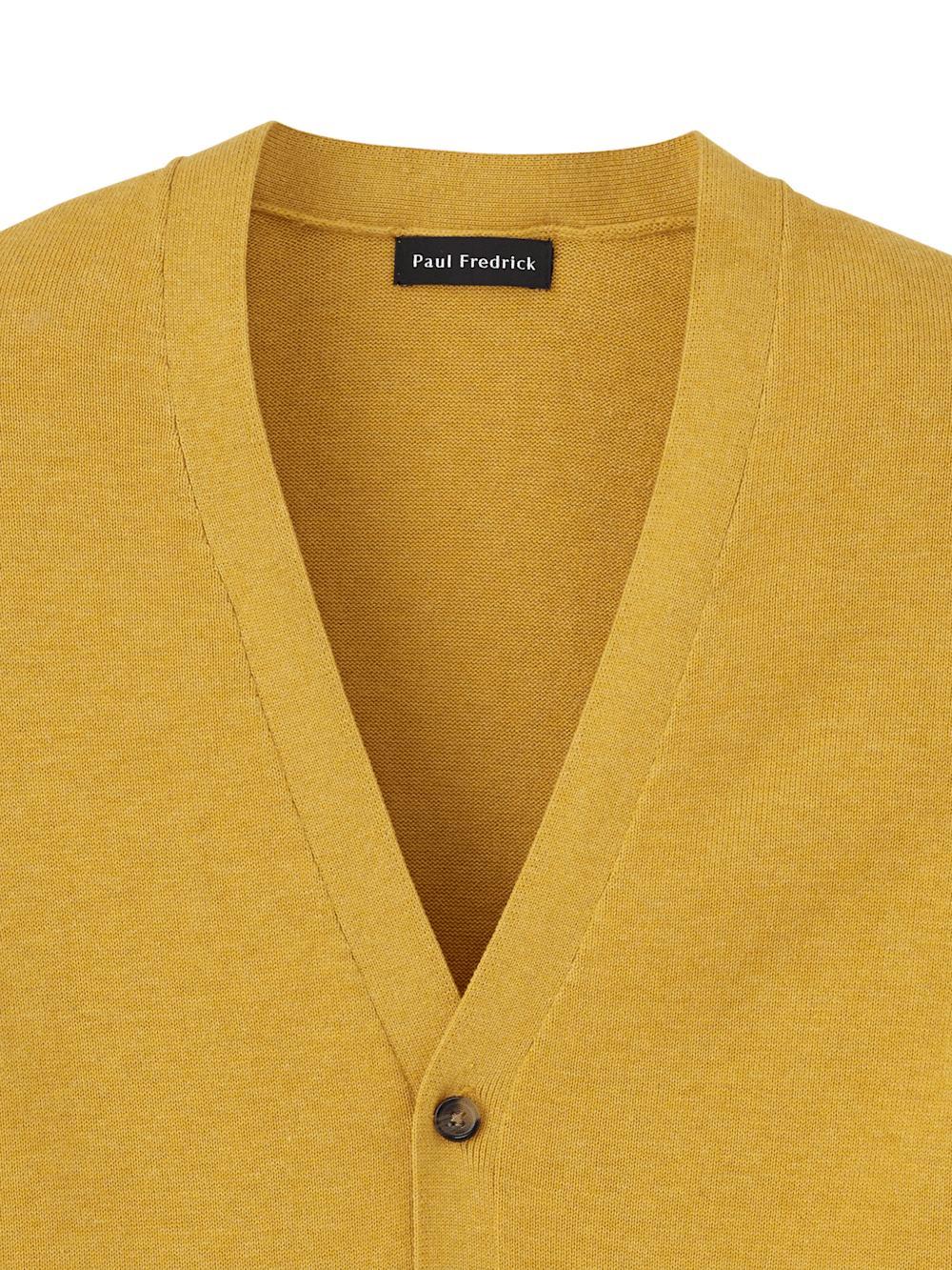 Supima Cotton Button Front Cardigan - Mustard Product Image