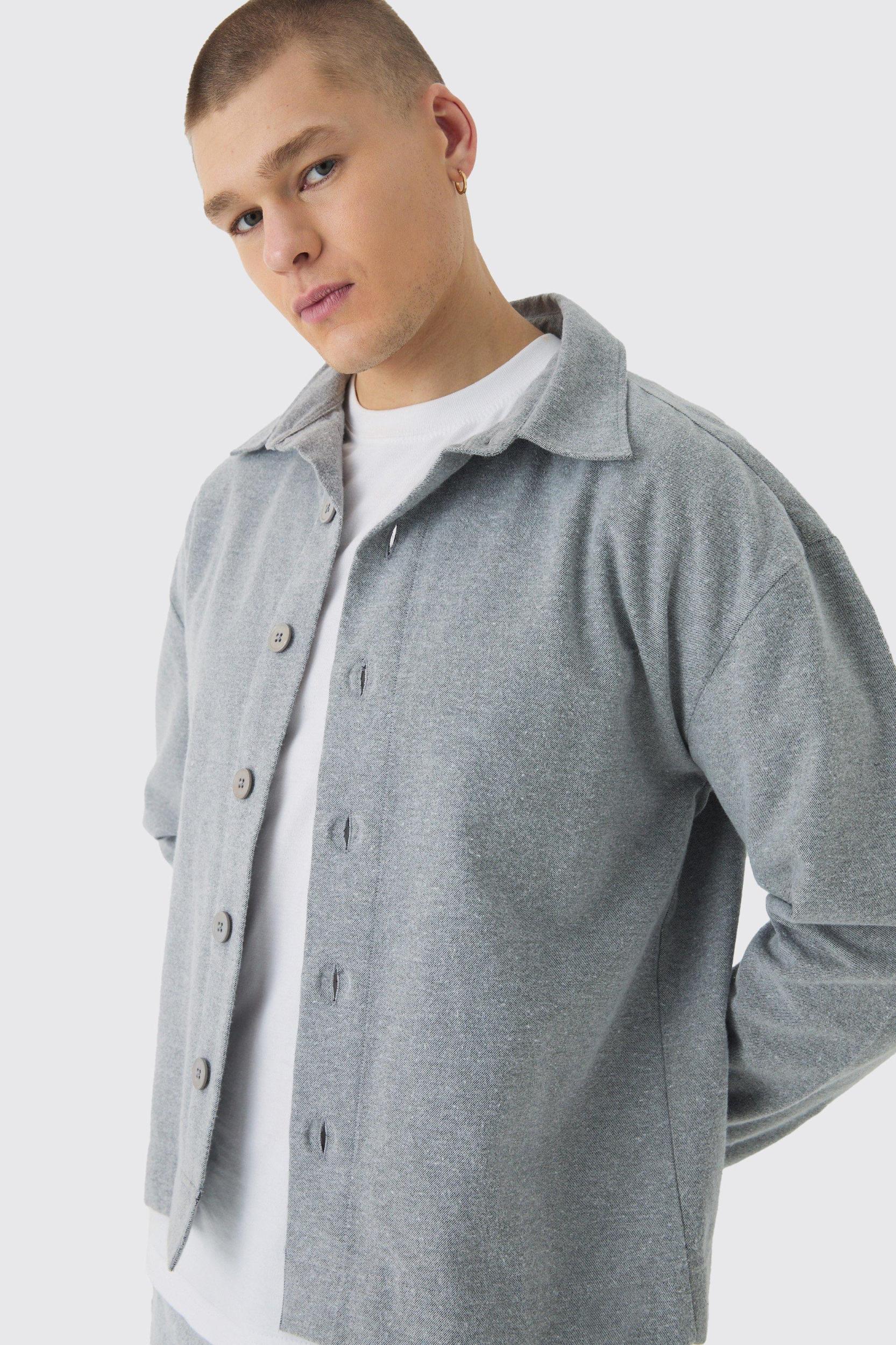 Regular Brushed Twill Shirt Jacket | boohooMAN USA Product Image